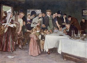 O povo da Prússia a doar os seus bens para ajudar a financiar uma nova guerra contra Napoleão de Arthur Kampf