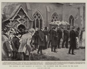 O funeral de Lady Salisbury em Hatfield, a procissão da igreja para a sepultura