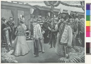 Receção do casal real romeno na estação de Budapeste
