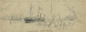 USS Currituck e o rebocador Seth Low no rio Pamunkey, 1862 de Arthur Lumley