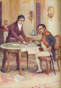 Fulton explica seu submarino a Napoleão, c1925