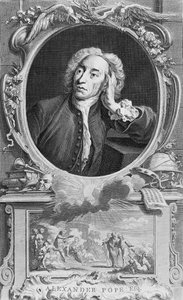 Retrato de Alexander Pope (1688-1744), gravado por Jacobus Houbraken (1698-1780), 1747 (gravura) (foto bw)