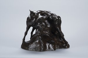 Puma Carrying Deer Carcass, c.1900 (bronze)