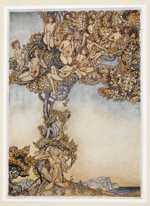 ACT III: Cena II, linha 146
Por vezes, milhares de instrumentos de twangling
Vai cantarolar sobre os meus ouvidos. de Arthur Rackham