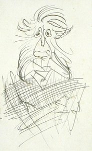 Uma cabeça cabeluda e grotesca (caneta e tinta sobre papel) de Arthur Rackham
