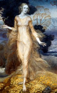 A Young Woman in a Garden, c.1920 (aguarela sobre papel) de Arthur Rackham