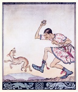 Um homem que não gostava de cachorros. Na verdade, ele os odiava. do nascimento de farelo em contos de fadas irlandeses de Arthur Rackham