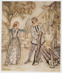 Ai, ora agora, não trabalhe tanto, ilustração de William Shakespeares The Tempest, pub. 1926 de Arthur Rackham