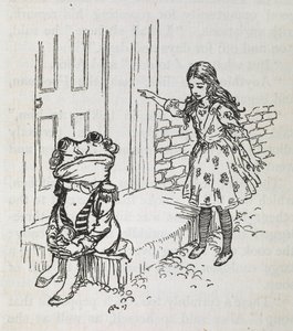Alice e uma rã vestida de criado de libré de Arthur Rackham