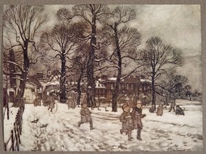 Uma tarde, quando os jardins estavam brancos de neve, de Peter Pan em Kensington Gardens, de JM Barrie (1860 - 1937), pub. 1906 de Arthur Rackham