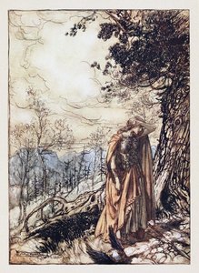 Brünnhilde. Ilustração para Rhinegold e The Valkyrie, de Richard Wagner, 1910 de Arthur Rackham