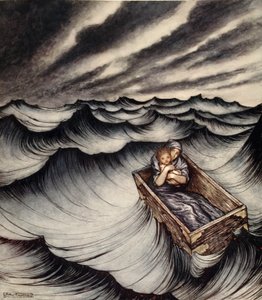 Danae aplaudiu o seu filho de perto, ilustração de 