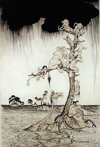 Inundação (caneta, tinta e aguarela sobre papel) de Arthur Rackham