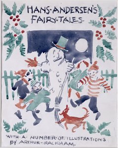 Esboço de capa para Hans Andersens Fairy Tales (wc no papel) de Arthur Rackham