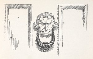 Batedor da porta frontal com a cara de Scrooge de Arthur Rackham
