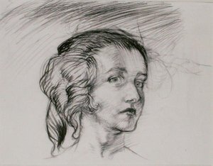 Cabeça de menina (lápis sobre papel) de Arthur Rackham