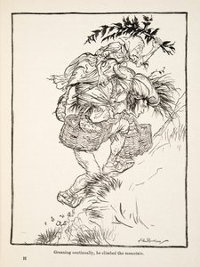 Gemendo continuamente, ele subiu a montanha, de Little Brother & Little Sister e Outros Contos dos Irmãos Grimm, pub.1917 (litho) de Arthur Rackham