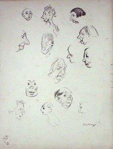 Faces Grotescas (lápis sobre papel) de Arthur Rackham
