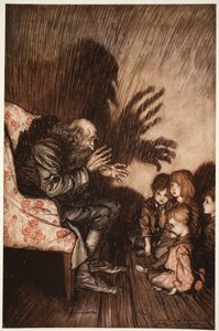 Ele preferia fazer amigos entre a geração em ascensão, com quem logo se tornou um grande favor, de Rip Van Winkle de Washington Irving, pub. 1910 de Arthur Rackham