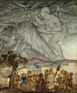 Hércules apoiando o céu em vez de Atlas, 1922 de Arthur Rackham