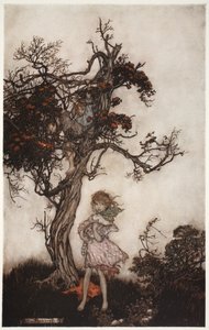 Seus filhos eram tão esfarrapados e selvagens como se não pertencessem a ninguém, de Rip Van Winkle de Washington Irving, pub. 1910 de Arthur Rackham