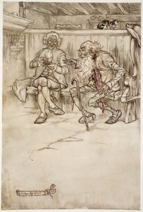 Eu mesmo falei com Rip Van Winkle, que, quando o vi pela última vez, era um homem muito velho, de Rip Van Winkle, de Washington Irving, pub. 1910 de Arthur Rackham
