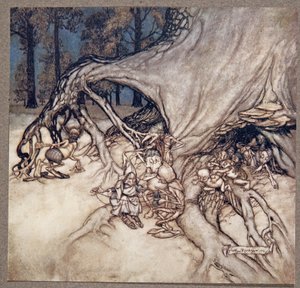 Se os maus entre as fadas estão fora, de Peter Pan em Kensington Gardens por JM Barrie (1860 - 1937), pub. 1906 de Arthur Rackham