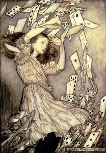 Ilustração de "Alice" Adventures in Wonderland "de Lewis Carroll de Arthur Rackham