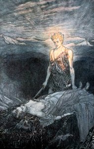 Ilustração de Siegfried e o Crepúsculo dos Deuses, 1924. de Arthur Rackham