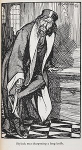 Ilustração de Shylock de The Merchant of Venice de Arthur Rackham