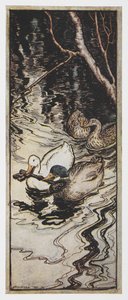 Ilustração de dois patos portadores de uma chave de The Queen Bee. de Arthur Rackham