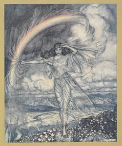 Iris ali, com arco húmido". de Arthur Rackham
