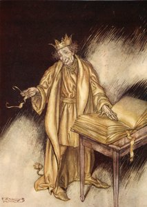 Midas foi bastante inconveniente, ilustração de "Um livro de maravilhas para meninas e meninos", de Nathaniel Hawthorne, 1928 de Arthur Rackham