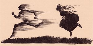 Era como se o vento tivesse assobiado. Ilustração de Arthur Rackham de Grimm