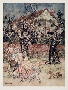 Contos maravilhosos de Haunted Fields, e Haunted Brooks, e Haunted Houses, de The Legend of Sleepy Hollow por Washngton Irving (1783 - 1859), pub. 1928 de Arthur Rackham