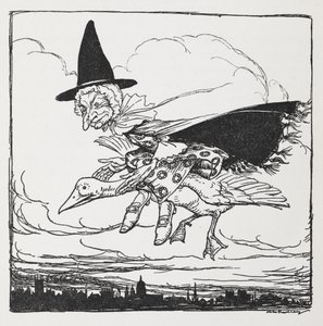 Mãe Ganso voando sobre um ganso. de Arthur Rackham
