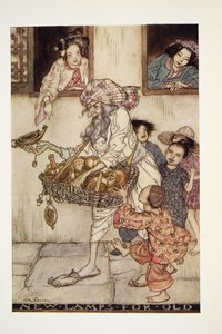 Lâmpadas novas para velho, do livro da fada de Arthur Rackham, bar. 1933 de Arthur Rackham