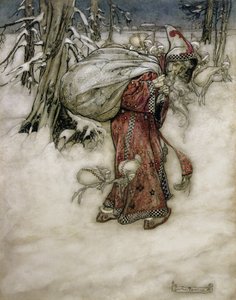 Papai Noel, ilustração de Arthur Rackhams Livro de fotos, 1907, publicado em 1913 (caneta, tinta & wc no papel) de Arthur Rackham
