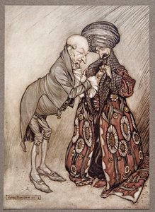 Schook sua careca e murmurou, frio, bastante frio, de Peter Pan em Kensington Gardens por JM Barrie (1860 - 1937), pub. 1906 de Arthur Rackham