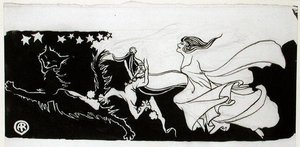 Starlight Frolics (caneta e tinta sobre papel) de Arthur Rackham
