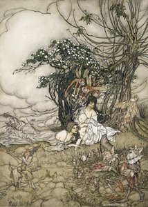 The Changeling, 1905 (wc e caneta e tinta no papel) de Arthur Rackham
