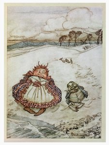 O Caranguejo e sua Mãe, ilustração de &39;Fábulas de Esopo&39;, publicado por Heinemann, 1912 de Arthur Rackham