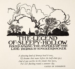 A lenda de Sleepy Hollow, da lenda de Sleepy Hollow por Washington Irving (1783 - 1859), bar. 1928 de Arthur Rackham