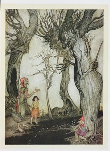As árvores e o machado, ilustração de "fábulas de Esopo", publicado por Heinemann, 1912
