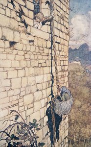 The Witch Climbed up .., de Os contos de fada dos irmãos Grimm, pub. 1909 de Arthur Rackham