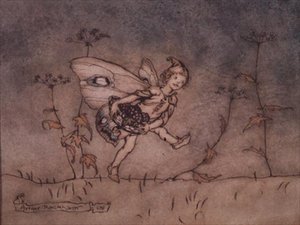 O atendente elfo em Bottom, ilustração de "A Midsummer Night