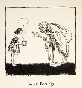 O pequeno foi e trouxe a caixa, de Little Brother & Little Sister e Outros Contos dos Irmãos Grimm, pub.1917 (litho) de Arthur Rackham
