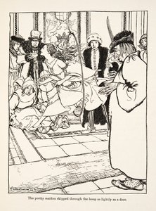 A bela donzela saltou pelo aro tão levemente como um veado, de Little Brother & Little Sister e Outros Contos dos Irmãos Grimm, pub.1917 (litho) de Arthur Rackham