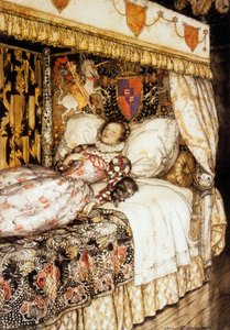 A Princesa adormecida, ilustração de Arthur Rackham para conto de Charles Perrault "A Bela Adormecida". de Arthur Rackham