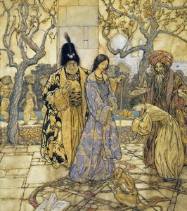Eles Colheram para a Mão Principada de Ahmed, 1917 (wc com caneta e tinta no papel) de Arthur Rackham